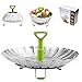 BangShou Cesta Vaporera Plegable de Acero Inoxidable 11'' Steamer Cesta Plegable Vaporera con Asa Extraíble para Verduras y Frutas, Cesta Plegable, Apto para Lavavajillas (Nuovo 11'')