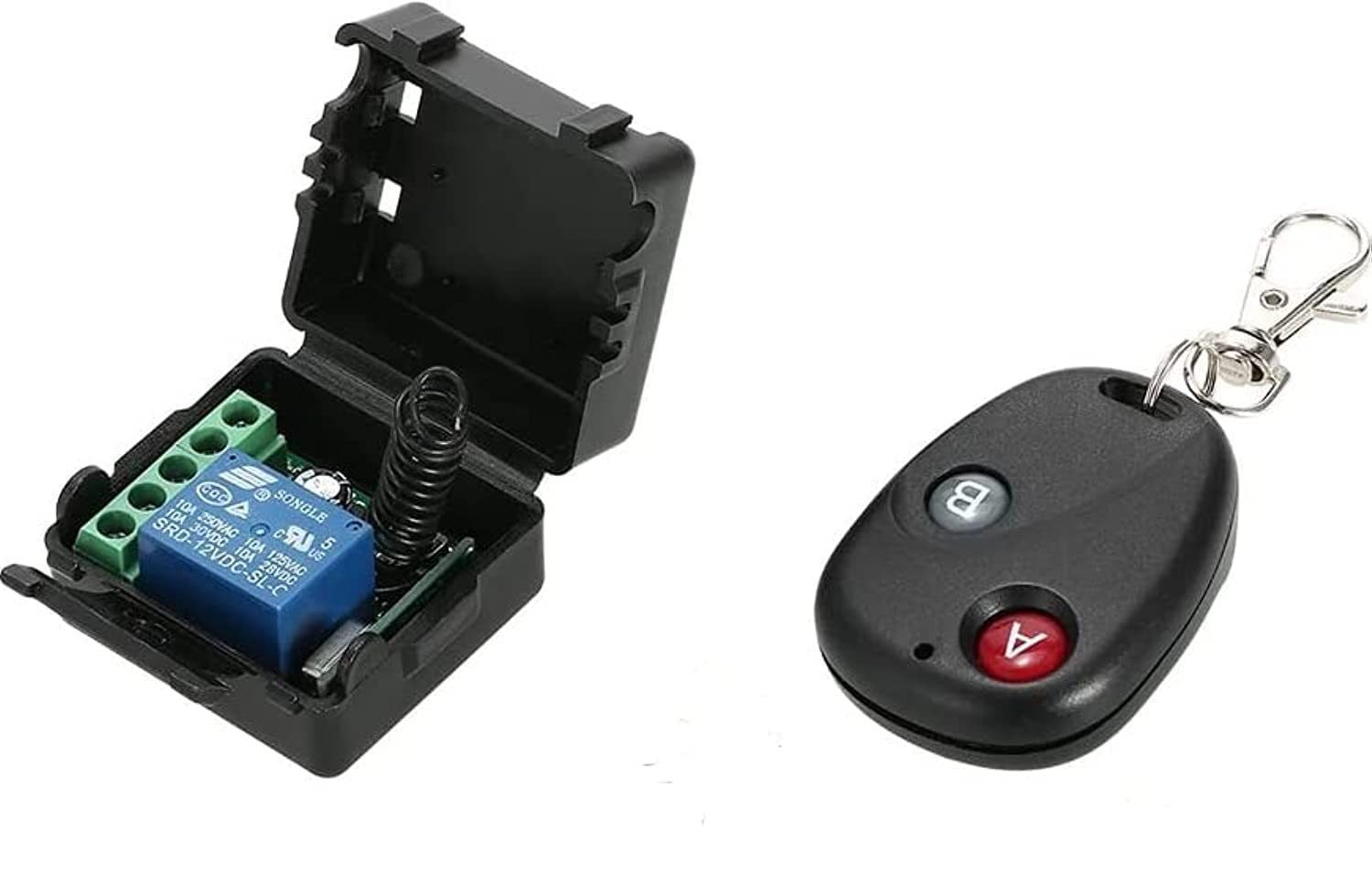 RIV International 433Mhz DC 12V 1CH Wireless Remote Switch Relay Receiver Transmitter Universal Remote Control Switch Module and RF Transmitter Remote Controls