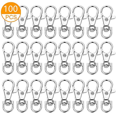 100PCS Premium Key Chain Clip Hooks, Swivel Clasps Lanyard Snap Hook, Keychain Hooks for Lanyard Key Rings Crafting