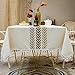 INKARO Nappe anti-taches rectangulaire imperméable en lin de coton avec broderie tridimensionnelle pour décoration de table à manger cuisine