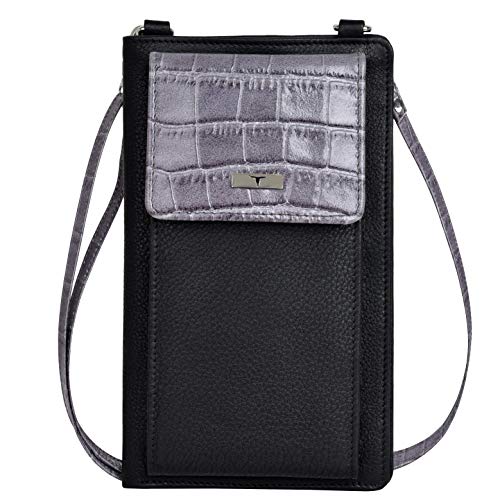Image of URBAN FOREST Ruby Grey /Black Leather Sling Wallet for Women