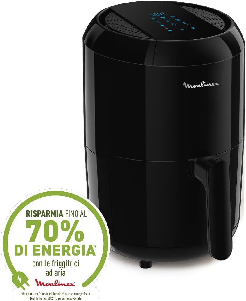 Moulinex EZ3018 Easy Fry Compact Precision Friggitrice Ad Aria Calda Elettrica 1,6 L, 1030 W, Friggitrice Senza Olio con 6 Modalità Preimpostate, Capacità Compatta per 2 Persone, Schermo Touchscreen Moulinex EZ3018 Easy Fry Compact Precision Friggitrice Ad Aria Calda Elettrica 1,6 L, 1030 W, Friggitrice Senza Olio con 6 Modalità Preimpostate, Capacità Compatta per 2 Persone, Schermo Touchscreen