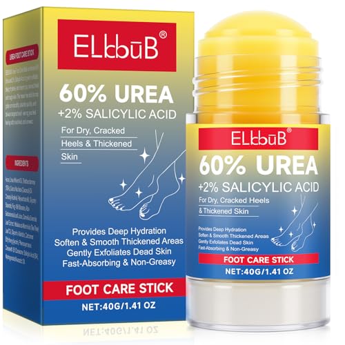 Urea Cream 60% plus 2% Salicylic Acid 40G for Dry Cracked Feet & Hands Heels Knees Elbows Hands Repair Treatment Foot Care Stick Moisturizes & Remove Callus Corns Dead Skin & Softens Toenails Balm