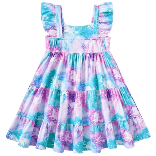 Image of Vieille Toddler Girls Summer Dress Ruffle Casual Beach Sundress 2-8 Years