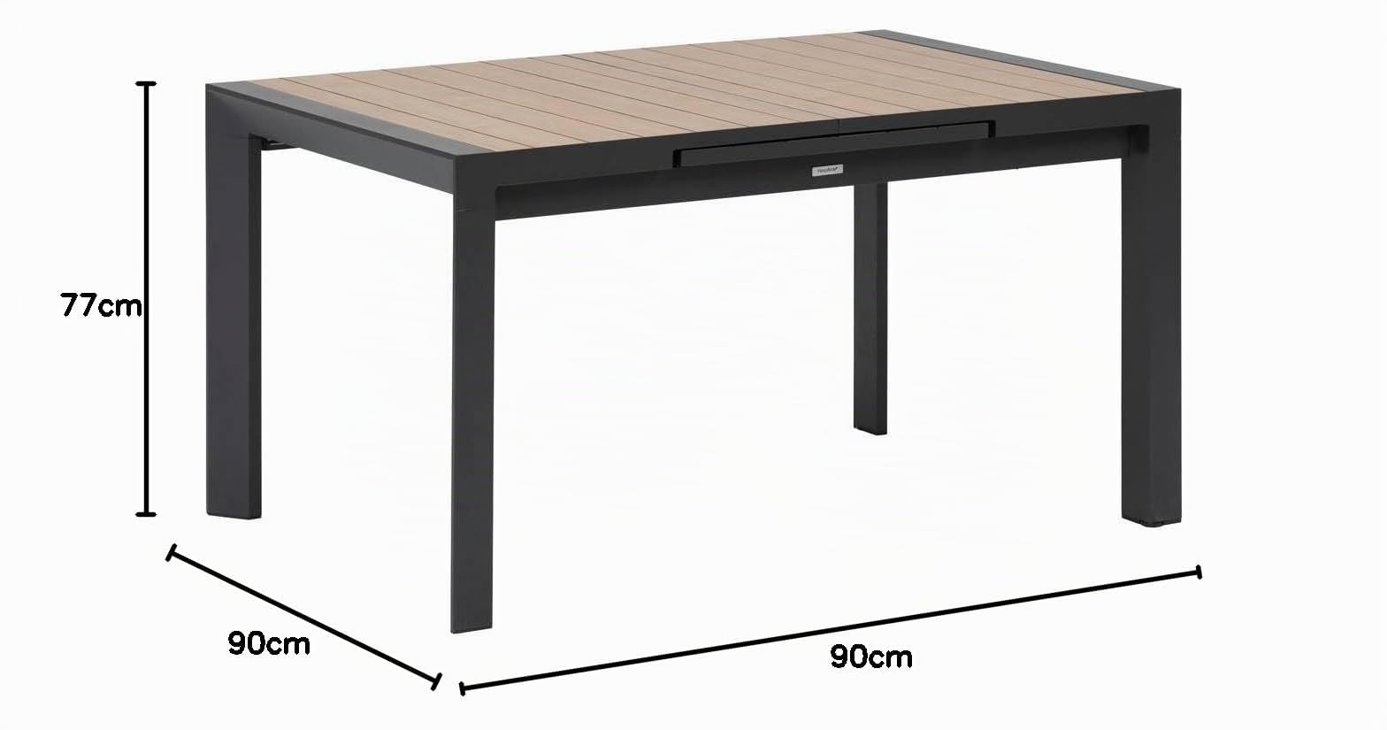 HESPERIDE - Table de Jardin Extensible Evasion Gris Graphite - 8 Places - Aluminium Antirouille Aluminium Effet Bois - Meuble d'Extérieur Rallonge
