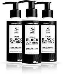 Combo com três unidades do balm escurecedor Black Control | tonalizante que reduz fios brancos de forma gradual