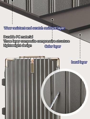 Medium Suitcase 4 Wheels Zipperless Carry on Hard Shell Luggage with Aluminium Frame 360° Spinner Wheels,Silver,22in4