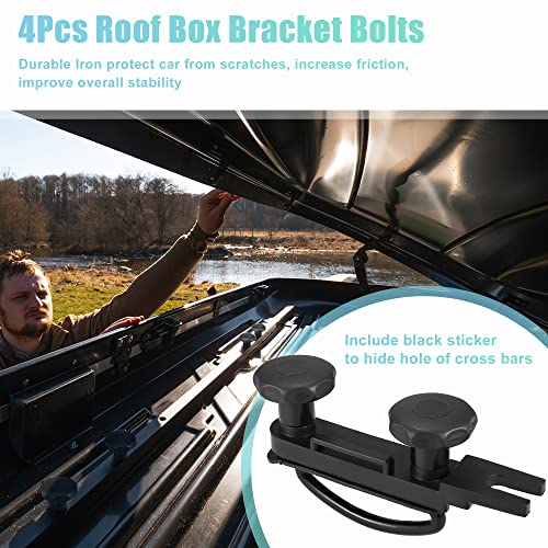 X AUTOHAUX 4 PCS Universal Roof Box U Bolt Clamps Rooftop Cargo Carrier Rack Bolts 83mm Internal Width W/ 8 Lock Nuts and 2 Straps Cargo Carrier Mounting Fitting Iron Bolts