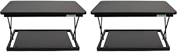 Uncaged Ergonomics Small Standing Desk Converter & Desk Riser (2 Pack) | Stand up desk riser with a 27.5x19.5 top panel. Squeeze a lever and the spring-assisted lift locks at 4 heights from 3-14.