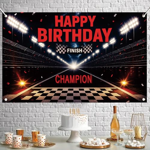 Fondo fotográfico cumpleaños pista de carreras 71x43 pulg miniatura 6