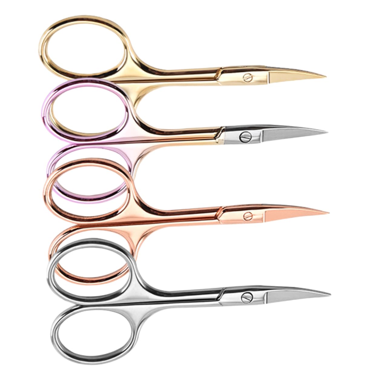 FRCOLOR 8 tijeras para barba, tijeras faciales, de aseo, cortapelos de nariz, de belleza, para cejas, para el vello de la nariz, pequeñas de acero inoxidable