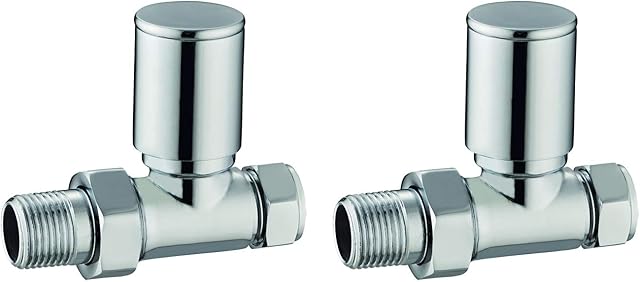 Keenware KRA-002 Straight Radiator & Towel Warmer Valves, Chrome