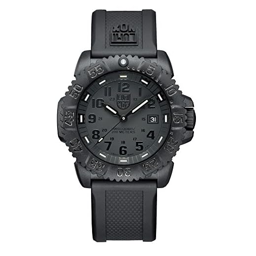 Luminox Men's 3051.BO Navy Seal Colormark 3050 Series, Quartz Movement With Rubber Band, Black Watch