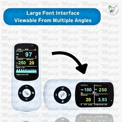 Image of Handheld Pulse Oximeter with OLED Display | SpO₂, Pulse Rate, Respiratory Rate & PI | Motion Tolerant | Rechargeable | Adult Silicone Sensor | Multi-User Data & Alarms