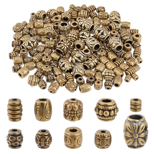 AHANDMAKER 150Pcs Antique Bronze Alloy Spacer Beads, 10 Styles, Tibetan-Style,