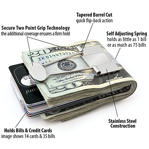 Image of Speidel Stainless Steel Ionic Plated Metal Money Clip for Men, Bill Binder Clip, Wallet, Credit Card Holder, Minimalist Slim Money Clip