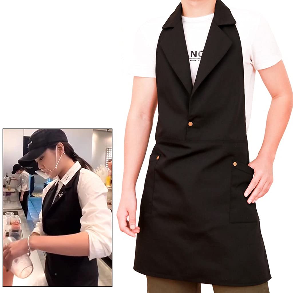 Delantales Delantal de Lona de algodón, Delantal Unisex con Cuello en v Delantal con Bolsillos, panaderos, cafetería Monos de la Cocina Bib Cocina DE Cocina Lindo Regalo Sorpresa