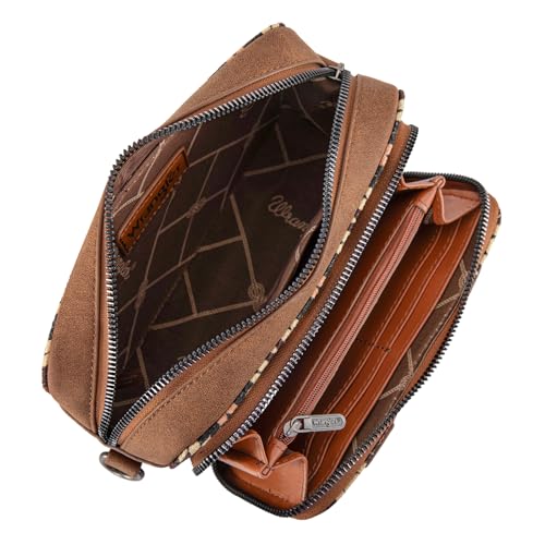 Image of Wrangler Aztec Crossbody Bag for Women Multi Pocket Shoulder Bag Boho Cross Body Wallet Purse