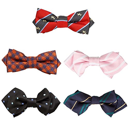 Bundle Monster 5 pc Boys Adjustable Elastic Pre-Tied Bow Tie Accessory Sets