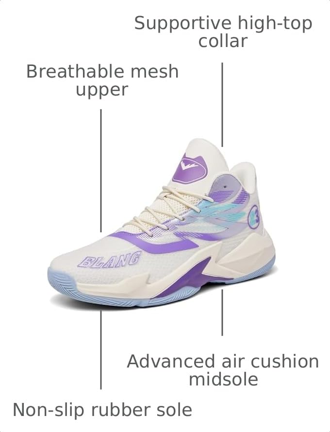 Image of Basketball Shoes for Womens Mens High Top Colorful Volleyball Fashion Breathable Sneakers Lace Up Sport Outdoor Lightweight Non Slip Shoe