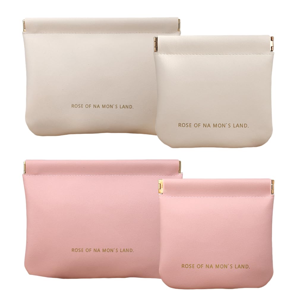 Bescheidene4 PCS Pocket Cosmetic Bag Shrapnel Closure Two Sizes Portable Travel Make Up Organizer Bag for Jewelry Headphones lipsticks Key (Apricot White and Pink)