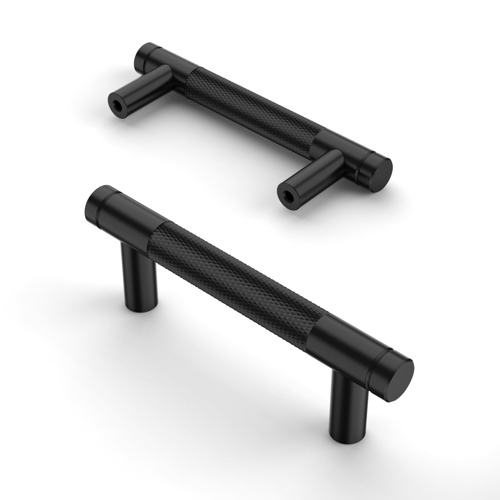 Asidrama 10 Pack 3 Inch(76mm) Matte Black Cabinet Pulls Knurled Cabinet Handles Cupboard Handles Kitchen Cabinet Hardware for Cupboard Drawer Handles Dresser Pulls