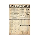 Poster 'Baking Wnowledge', Küche, Bäckerei, Wanddekoration, Leinwandposter, Wandkunst, Dekordruck, Bild, Gemälde für Wohnzimmer, Schlafzimmer, Dekoration, 30 x 45 cm