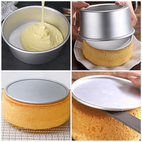 YOUNTHYE 8 inch Cake Tins for Baking Round Loose Bottom Cake Tin, Set of 4 Aluminum Cake Pan Non-Stick Deep Baking Tins for Christmas Wedding Birthday Party - Image 6