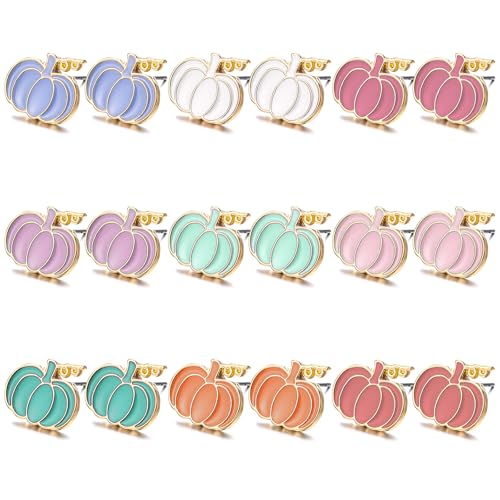 Tondiamo 9 Pairs Fall Pumpkin Earring Harvest Pumpkin Warm Tones Earring for Women Cute Lightweighted Thanksgiving Autumn Party Halloween Costumes Accessories Jewelry Gifts
