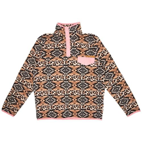 Simply Southern Aztec Leopard Quarter Snap Fleece Pullover