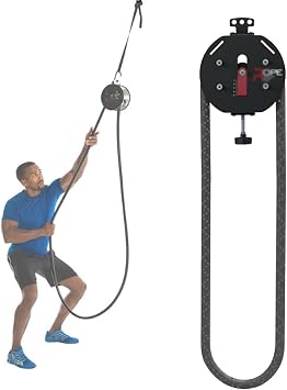 Adjustable Resistance Cable Pulley Machine,Endless Rope Trainer,Premium Nylon Rope Full-Body Workout Tool for Home or Gym Red