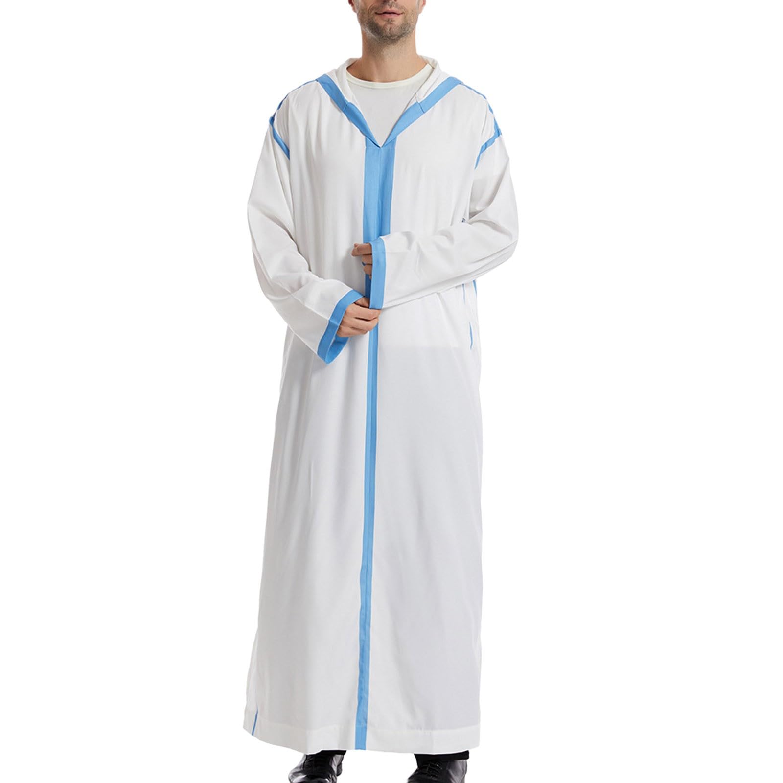 Djellaba Homme Rayée à Capuche Avec Fermetures Éclair - Robe Marocaine Traditionnelle Musulmane