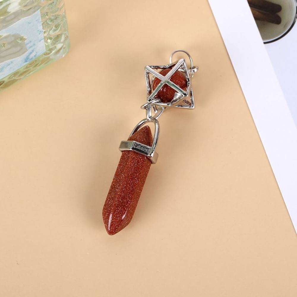 SIIKStone Necklaces For Women,Stone Necklace Golden Sandstone Pendant Hexagonal Crystal Points Merkaba Star Of David Gemstone Pendant,Pendant Necklaces For Women,Women Reiki Jewelry Gift For Girlfriend,