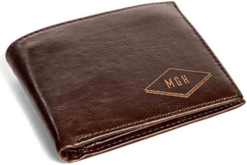 Miniatura 2 de Swanky Badger Cartera personalizada billetera plegable, ranura para identificación, ranuras para tarjetas, Marrón (Brown Diamond), Bifold