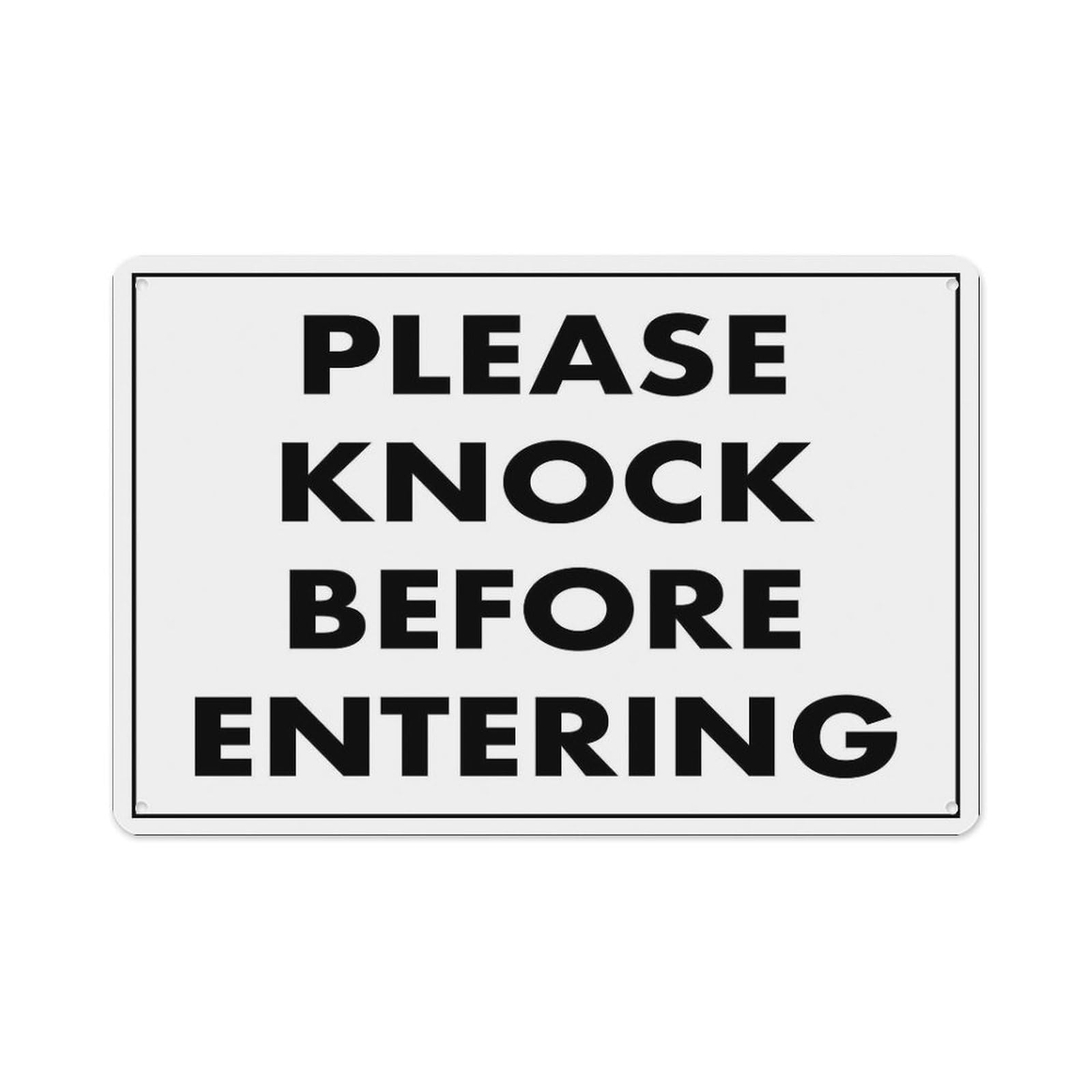 Peiyeety A01 Please Knock Before Entering Sign Aluminum Tin Warning Signs For Home Outdoor Garden 12X16 Inches