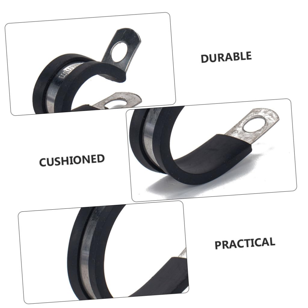45pièces Collier de Serrage Forme de R Pince Acier Inoxydable Doublé de Caoutchouc pour Protection et Maintien