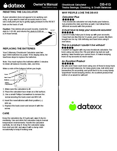 Datexx DB-413 Checkbook Calculator - Thumbnail 3