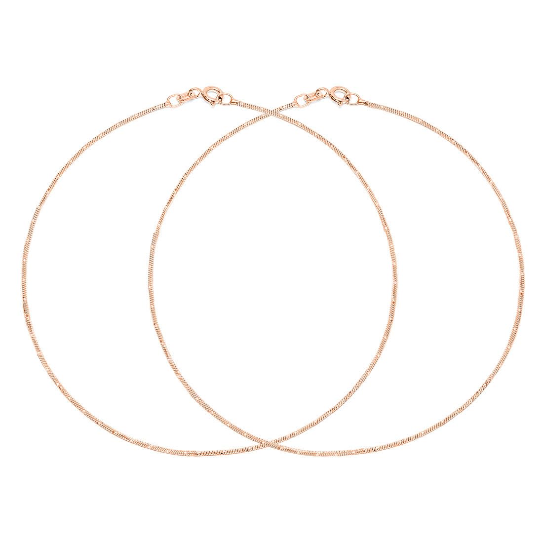 925 Sterling Silver Modest Rose Gold Anklet (Pair) | Gift for Women & Girls | With Certificate of Authenticity & 925 Stamp