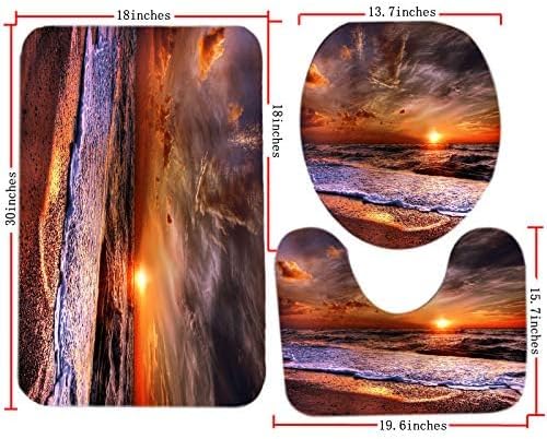 Miniatura 5 de Wodejia - cortina de baño, cubierta de inodoro, alfombra, accesorios de cuatro piezas, tela de poliéster, impresión 3D