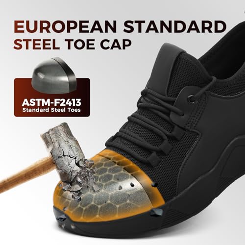 ulogu Steel Toe Shoes for Men Women Puncture Proof Non Slip Waterproof Work Safety Sneakers Comfortable Construction3