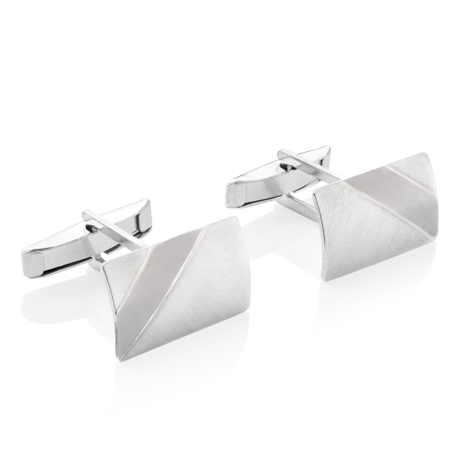 Elegante Herren Manschettenknöpfe Aus 925 Silber Mit Gebürstetem Finish