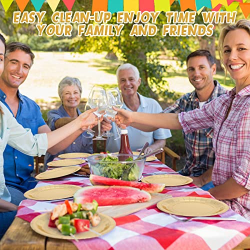 Nuogo 200 Pcs Gold Paper Plates 8'' Gold Metallic Foil Paper Plates Disposable Party Paper Dessert Plates Cake Paper Plates For Wedding Party Baby Shower Birthday Dinners Lunch #TOP6