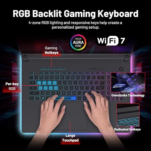 Image of ASUS ROG Strix G18 18 inch 144Hz WUXGA Gaming Laptop, Intel i9-14900HX, 32GB RAM, 2TB Storage (1TB SSD&1TB Docking Station), GeForce RTX 5070, 4-Zone RGB Backilit Keyboard, FHD IR Camera, Win 11 Pro, Gray