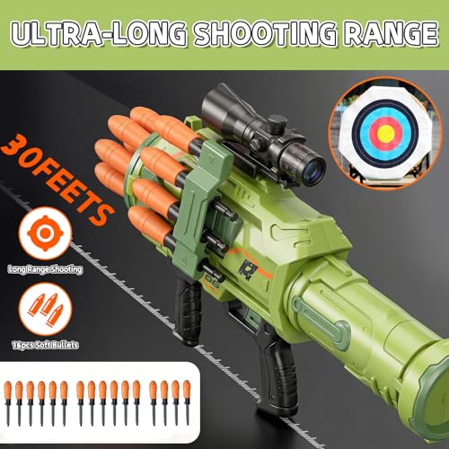 Image of Toy Gun Toy Foam Blasters - New 2026 Jumbo Rocket Gun, Toy Rocket Artillery Launcher RPG Gun with 16 Foam Rockets Bullets, Outdoor Shooting Games Toy Guns for Kids 6-12 Year Birthday Xmas Gifts