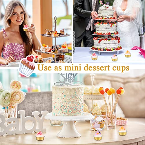 150 Pcs Baking Cups With Lids, 1.6 Oz Muffin Cupcake Liners Aluminum Foil Mini Cake Pans Small Gold Disposable Ramekins Flan Containers With Lids For Weddings, Birthday, Various Holiday Parties #TOP4