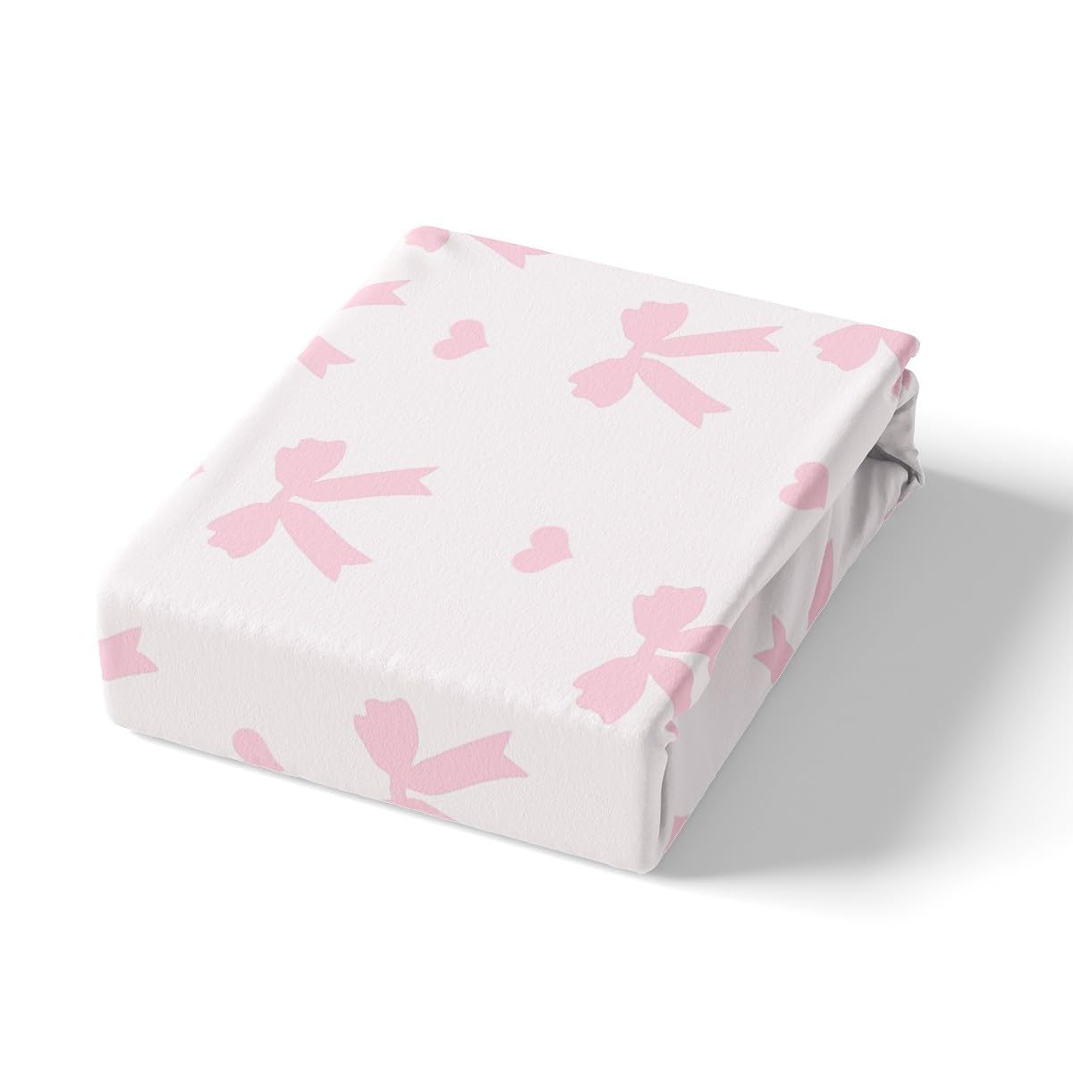 Pink Bowknot Bed Sheet Set Princess Style Bow Dreamy Bow-tie Sheet Sets Deep Pocket(No Flat Sheet),Cute Love Hearts Romantic Valentine's Day Mattress Cover,Single with 1 Pillowcase - Image 4