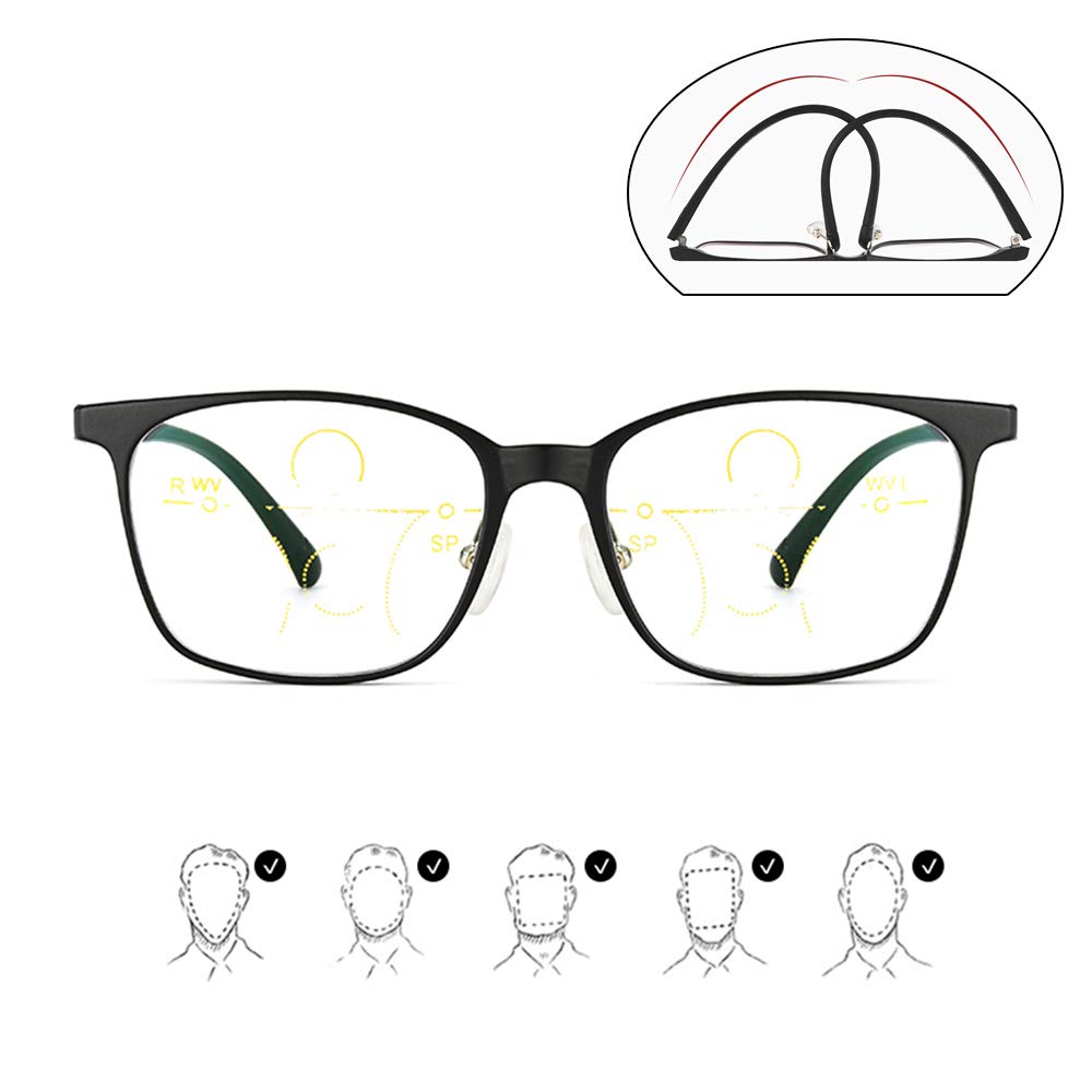 MANG Gafas de Lectura con Bloqueo de luz Azul Gafas multifocales progresivas Lentes universales HD Lectores de computadora con Enfoque automático, Protección UV, Anti Fatiga Ocular