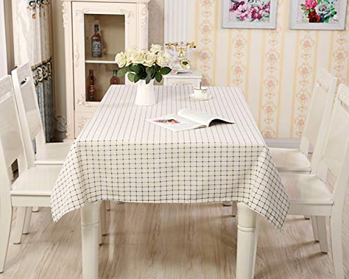 Wondder Mantel Algodón de Lino Paño de Tabla Pequeña Rejilla de Impresión para la Mesa Multifuncional Mantel Home Kitchen Decoration (Linea punteada Blanca, 140x140cm(55x55inch))