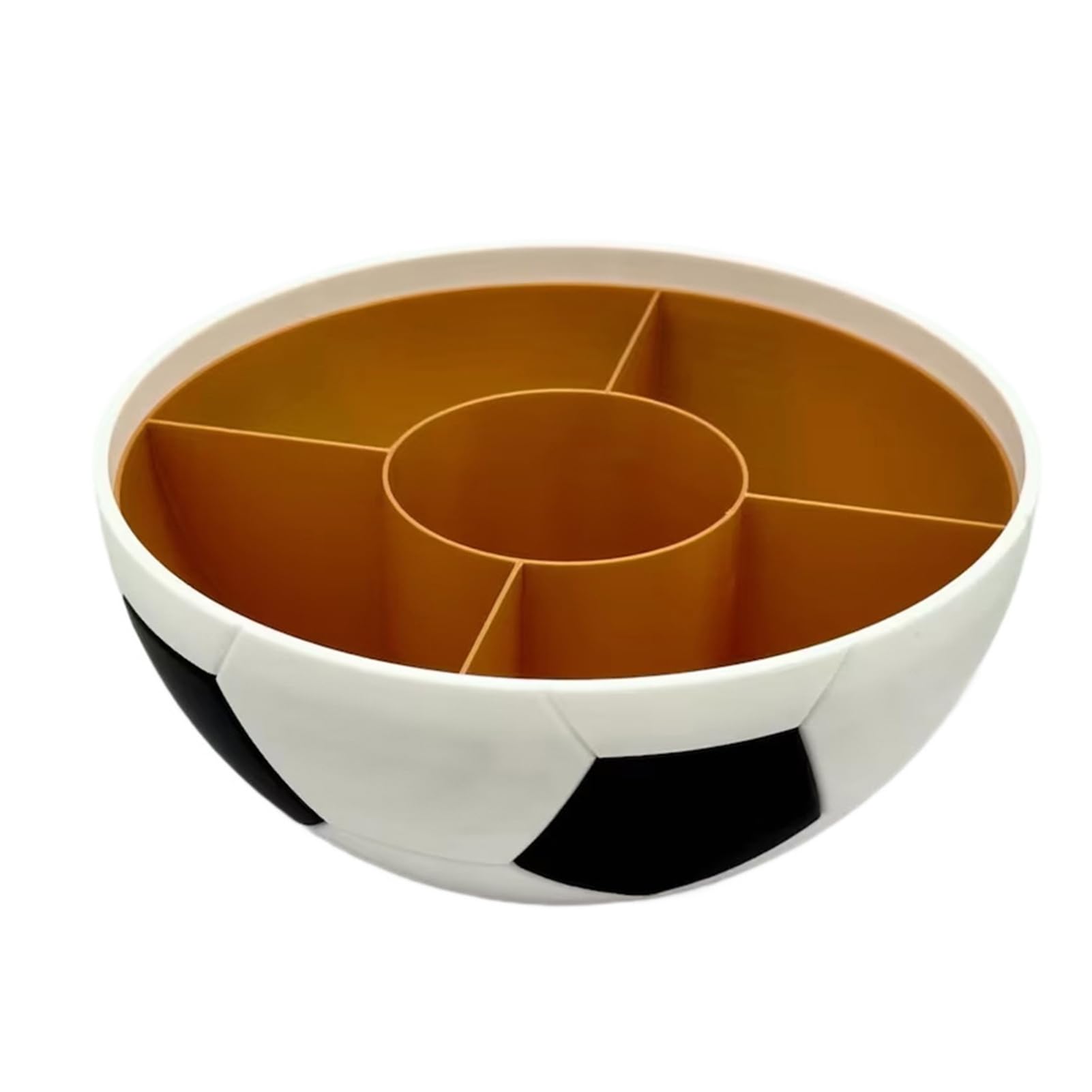 Glifora Football Snack Bowl with 5 Compartments - Large Capacity Food Tray Cup Holder, Fruits, Candy and Beverage Organiser Container for Soccer Party and Game Day