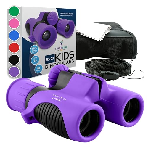Product Image of the Think Peak Purple Binoculars Science Toy for Kids Ages 3-12 Years - Real Compact Outdoor Adventure & STEM Educational Nature Hiking Explorer for Bird Watching, Camping Children’s Birthday Gift